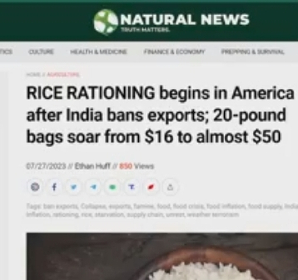 AI caption: a news article about rice rationing in america, news