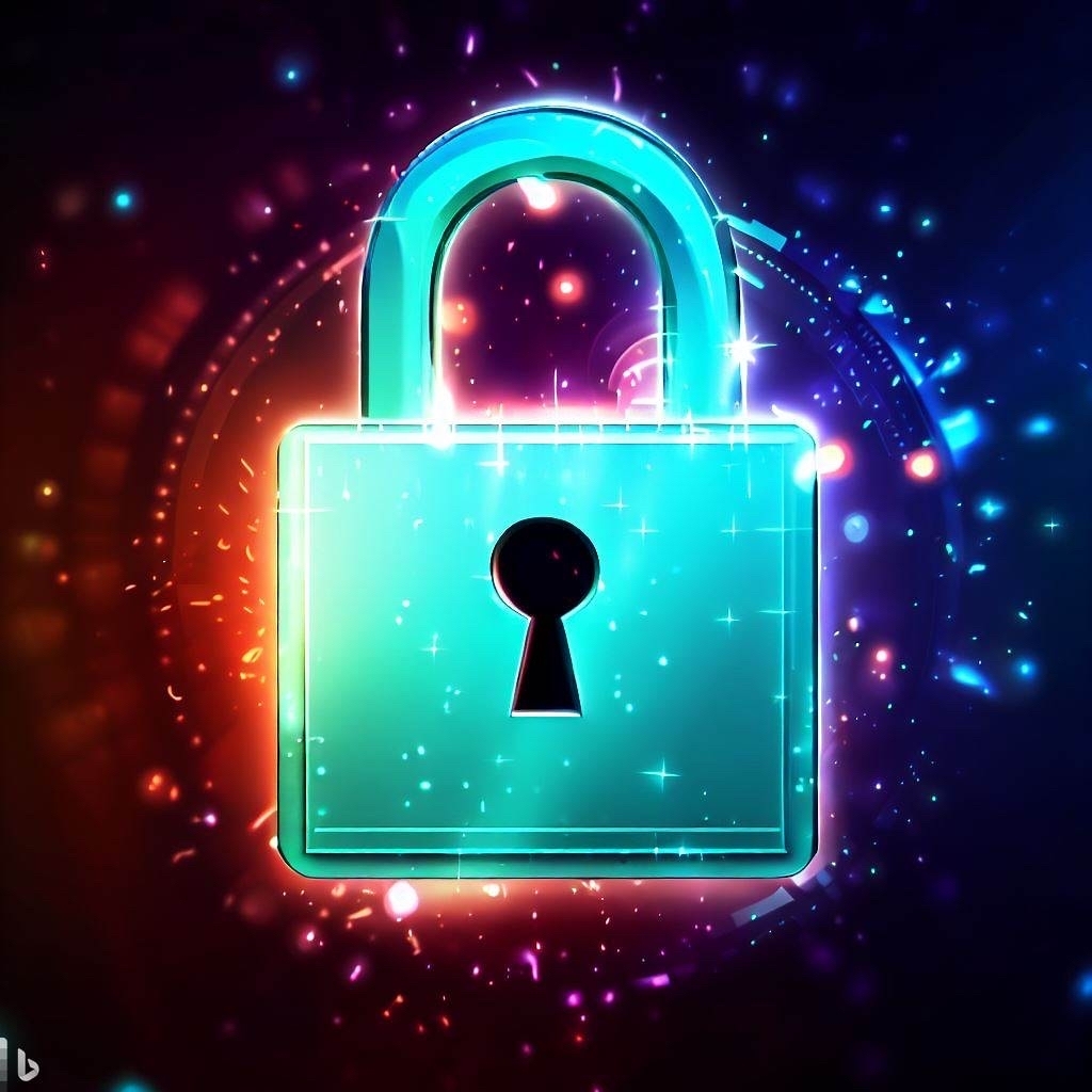 AI caption: a colorful padlock on a dark background, abstract